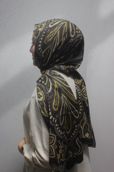 Dijital Soft Şal-Siyah/Altın