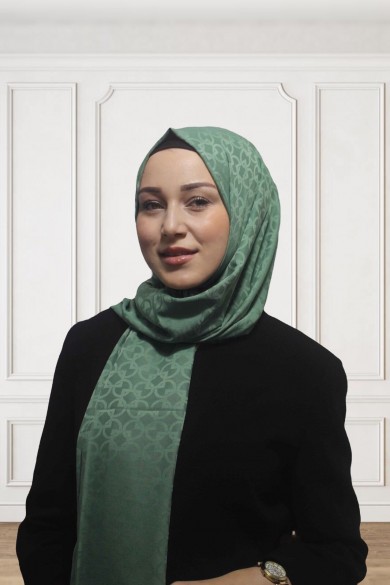 İpeksi Jakar Daire Desen Şal-Mint Yeşili