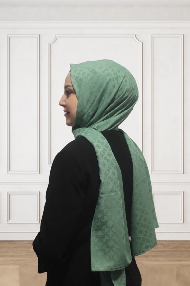 İpeksi Jakar Daire Desen Şal-Mint Yeşili