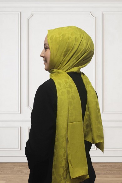 İpeksi Jakar Daire Desen Şal-YağYeşili
