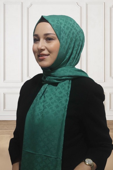 İpeksi Jakar Daire Desen Şal-Yeşil