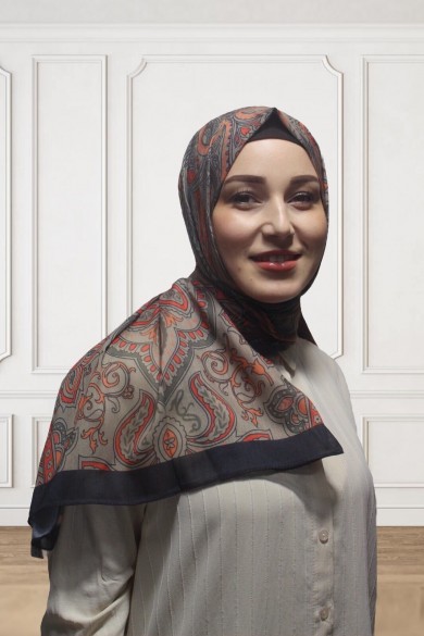 Dijital Soft Şal-Siyah/Turuncu