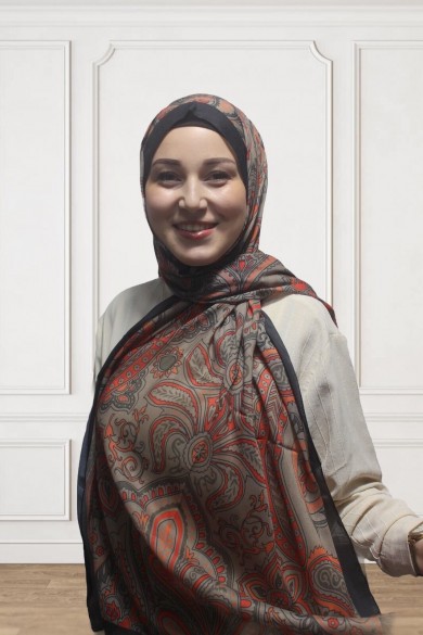 Dijital Soft Şal-Siyah/Turuncu