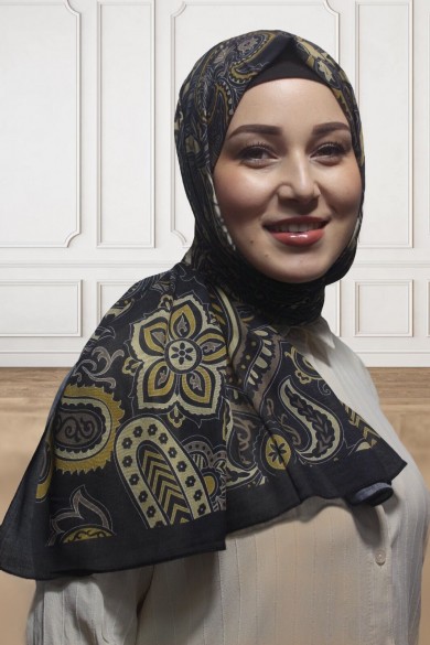 Dijital Soft Şal-Siyah/Altın